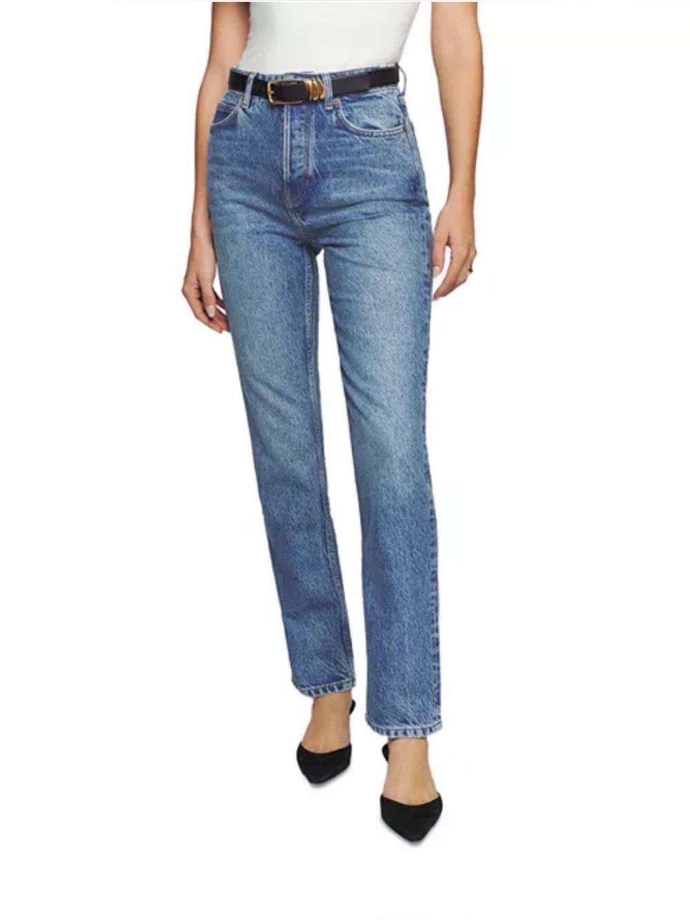 Reformation Cynthia High Rise Straight Leg Jeans in Faded Blue